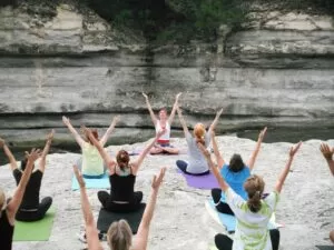 Women in a yoga class.