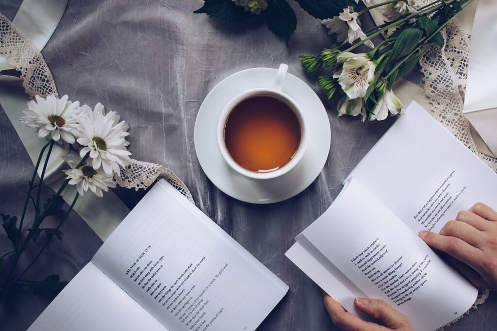 It's tea time reading and Embracing health and wellness books.