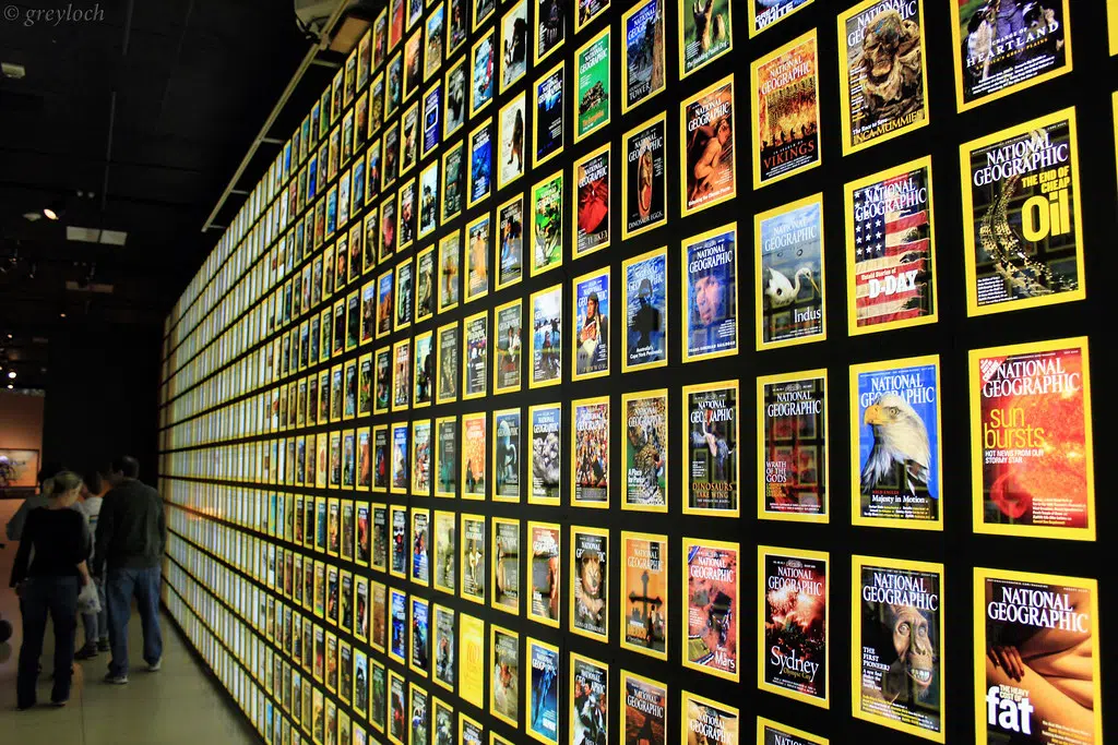 National Geographic Magazine covers display